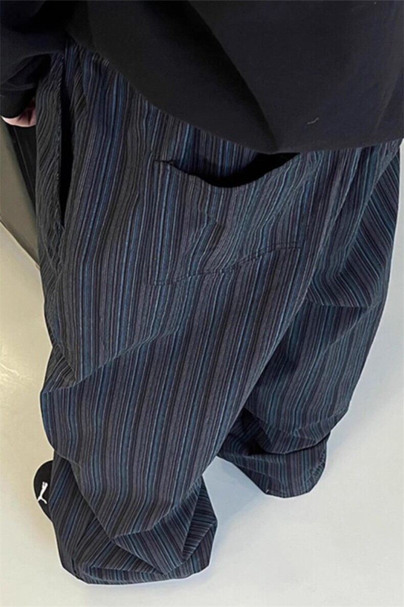 美式竖条纹裤子廓形A字弯刀阔腿裤休闲长裤KZ30特P48,男装休闲裤,星座908-1