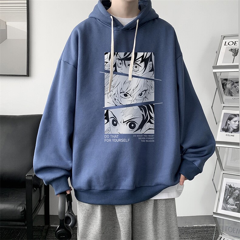 WY2176-P35 加绒款-P40 纯棉连帽卫衣男大码运动帽衫宽松薄外套男图片