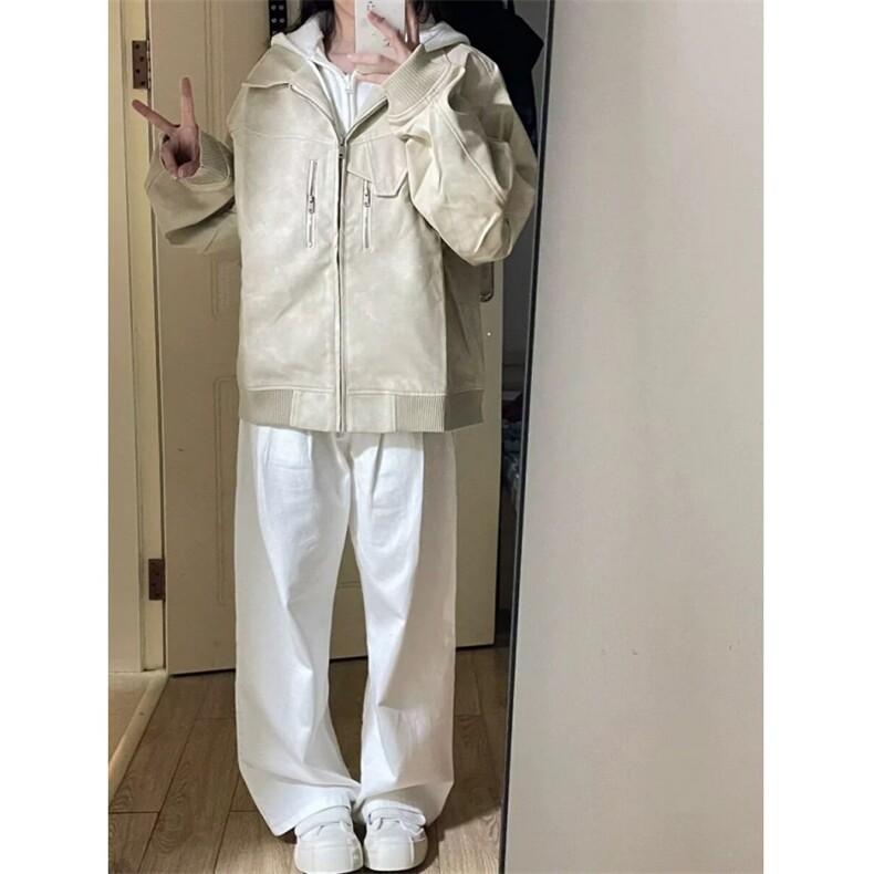 春季新款韩版时尚百搭斜拉链立领宽松冲锋衣外套女J219,男装夹克,星座1116A（原606A-3）