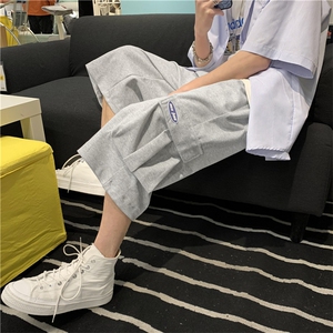 休闲中裤男夏季薄款宽松直筒潮牌ins运动工装七分裤DK6650-p30图片