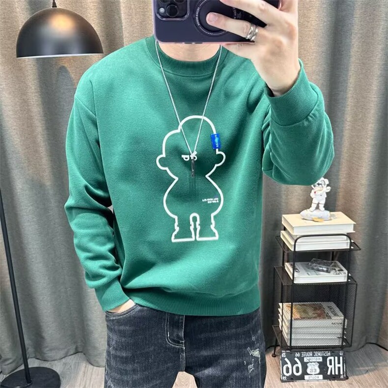时尚男款宽松套头卫衣2025春季新款复古经典字母印花休闲百搭上衣,男装卫衣,星座506A