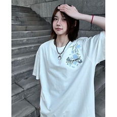 H0841-P35刺绣内里加贴布不刺身纯棉220克宽松情侣短袖T恤，女装T恤，星座617A-2