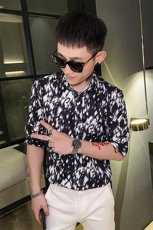 312A-108-P55新款社会小伙中袖衬衫韩版潮流男士五分袖衬衣B，男装T恤，星座312A-5