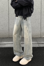 2025秋季新款外景直筒涂鸦牛仔裤M-5XLGK25993-特P40，男装牛仔裤，电商A022