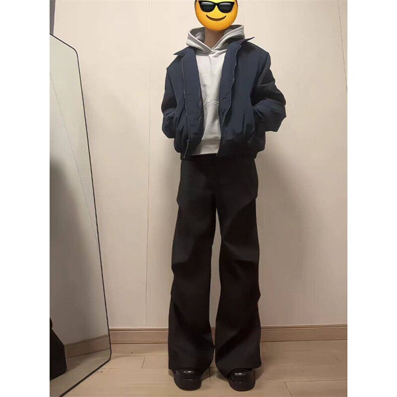 加绒加厚冬款男保暖西裤褶皱坠感宽松休闲长裤H0036P45加绒P50,男装西裤,星座1013-1