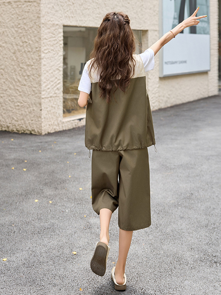 2025夏季新款休闲千金风公主拼接三件套女,女装套装/套裙,含赞