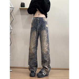 B221美式ins高街提花宽松微喇牛仔裤 LK24225-特P48控78图片