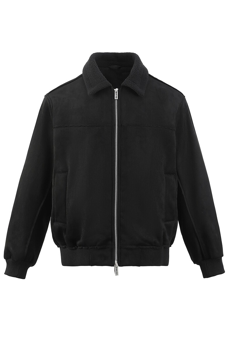 白底图麂皮绒夹克外套秋冬短款毛领冬季加厚A236-JK612-P160,男装夹克,电商A236