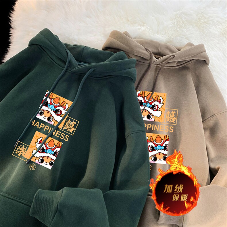 龙年卫衣冬季美式加绒加厚卫衣外套DL1729常规特P35加绒特40,男装卫衣,电商A486