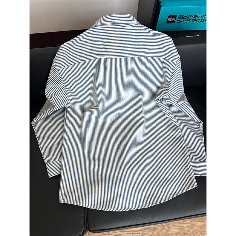条纹长袖衬衫男潮流新款大码港风外套设计感衬衣CS017-P30,男装衬衫,星座301C-5