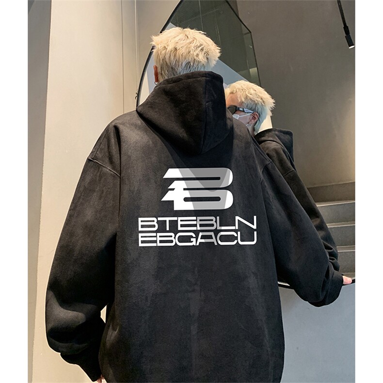 抖音得物供货提供视频 秋冬重磅美式麂皮绒连帽卫衣 JLM33图片