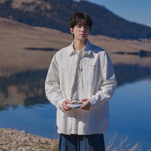 春秋季衬衣男内搭上衣潮宽松白色衬衫长袖男装DX5676P50控88图片