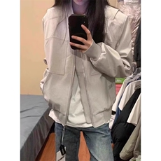 美式复古短款棒球服外套2025秋新款潮牌工装正肩夹克女W6735-P67，男装夹克，星座412-1