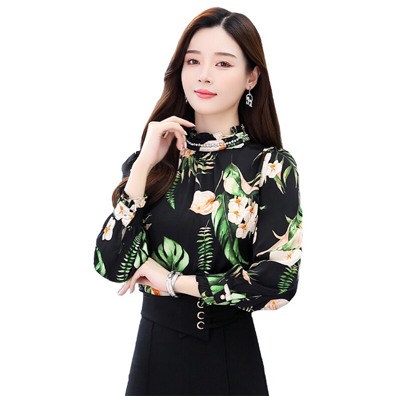 2022年秋季优雅气质复古印花衬衫,女装衬衫,卡杰菲
