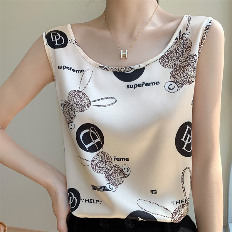 圆领小熊印花套头2025年春季百搭背心，女装背心吊带，朝贺羊绒