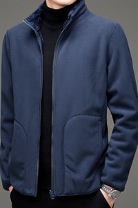 MJ-8051秋冬2021海宁男式男立领修身S双面穿摇粒绒夹克P66图片