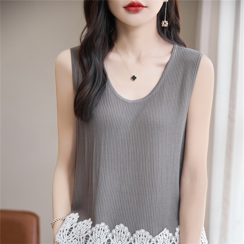 时尚修身显瘦钩花背心吊带女夏季新款无袖针织衫内搭打底上衣，女装背心吊带，暖姿羊绒