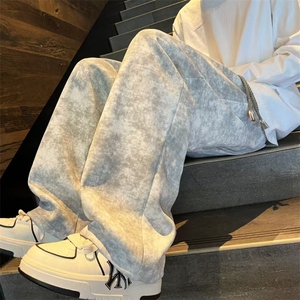 秋季小众扎染脏脏休闲裤宽松直筒垂感长裤K0266p38图片