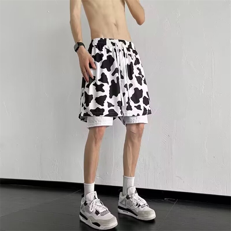 豹纹图形时尚休闲男士运动夏季新网眼美式篮球短裤光板K5049-P24,男装休闲裤,星座412-2