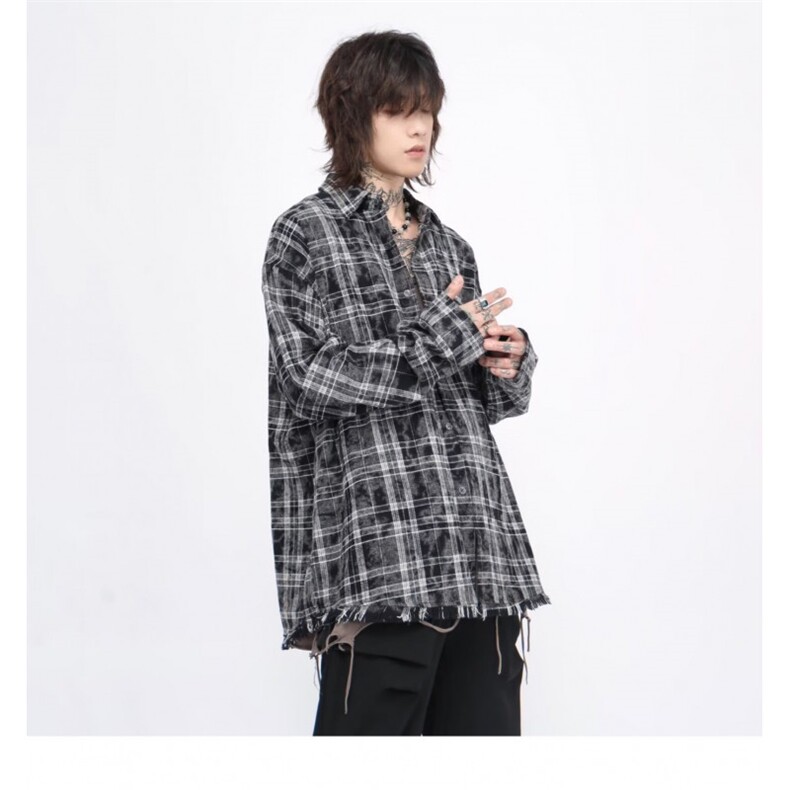 美式cityboy格子休闲衬衫外套男潮牌小众设计感长袖ZJ06P39,男装衬衫,星座1112-1