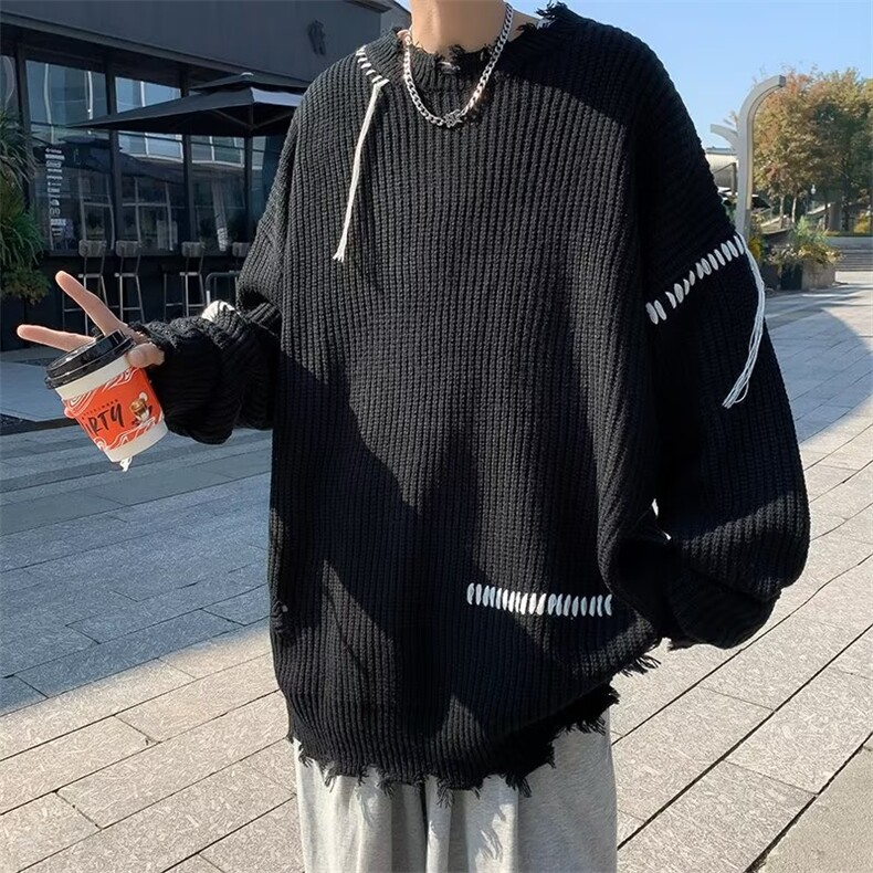 美式街头设计感圆领毛衣男慵懒风休闲针织衫MY9135P45,男装针织衫/毛衣,星座1116-2