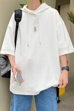 新款优品男士短袖连帽抽绳刺绣字母T恤宽松上衣ZDL3204-P49，男装T恤，星座717