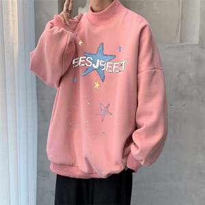 男装加绒加厚高领卫衣印花落肩袖情侣款打底衫 XZ514-2-G88-P48图片