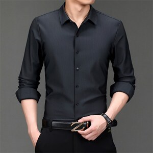 秋冬季新款商务加绒衬衫中年男士纯色衬衣爸爸男装ZLCK8055-P125,男装衬衫,电商B212（原钱塘6029）