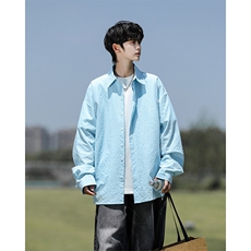 8XL-M泡泡纱盐缩肌理长袖衬衫男夏季冰丝外套防晒衬衣CS29007P40，男装衬衫，电商B312