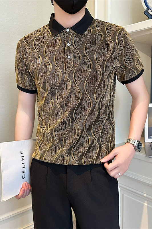 店主风社会小伙男士POLO衫男亮面简约款翻领T恤301A-1/PL96/P53,男装T恤,星座301A-1