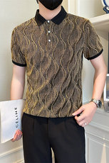 店主风社会小伙男士POLO衫男亮面简约款翻领T恤301A-1/PL96/P53，男装T恤，星座301A-1