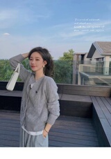 开衫女秋冬加厚麻花毛衣针织外套百搭宽松时尚，女装针织衫/毛衣，半城羊绒