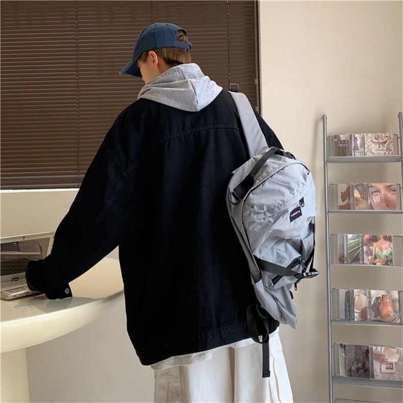 假两件连帽外套男春秋新款潮牌宽松牛仔衣服ins港风夹克JK8063-75,男装夹克,星座1008