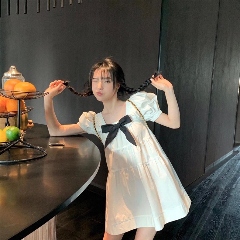 方领蝴蝶结公主裙,女装其它,喜午