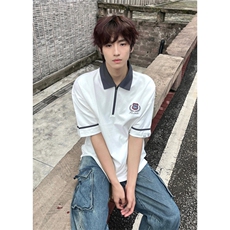 网图有货66号公路半拉链撞色哥特元素短袖翻领Polo衫A625-P38，男装Polo衫，星座1505