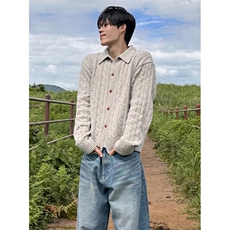 秋季新款男士毛衣休闲宽松复古外套韩版麻花纹针织开衫M9202，男装针织衫/毛衣，星座1116A（原606A-3）