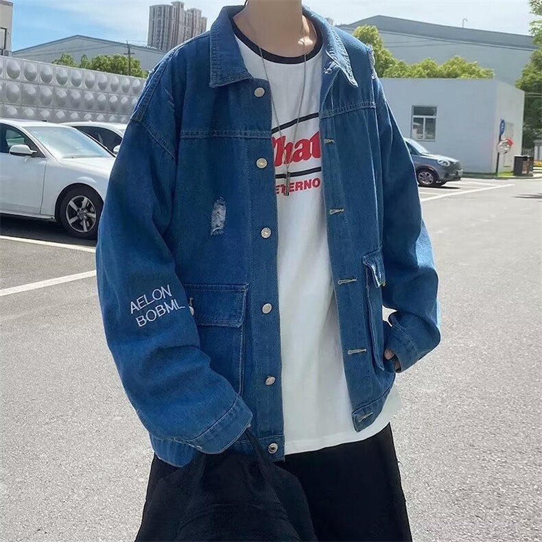 牛仔夹克男大码牛仔外套男茄克X135-P60,男装夹克,星座1109-3