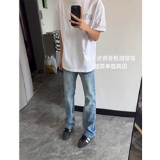 【有货】NZ455LL-特P42冰蓝闪电纹水洗牛仔裤男女宽松裤子，男装牛仔裤，星座1007（原301D）