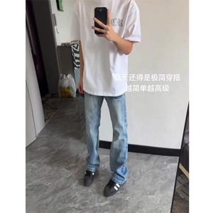 【有货】NZ455LL-特P42 冰蓝闪电纹水洗牛仔裤男女宽松裤子图片