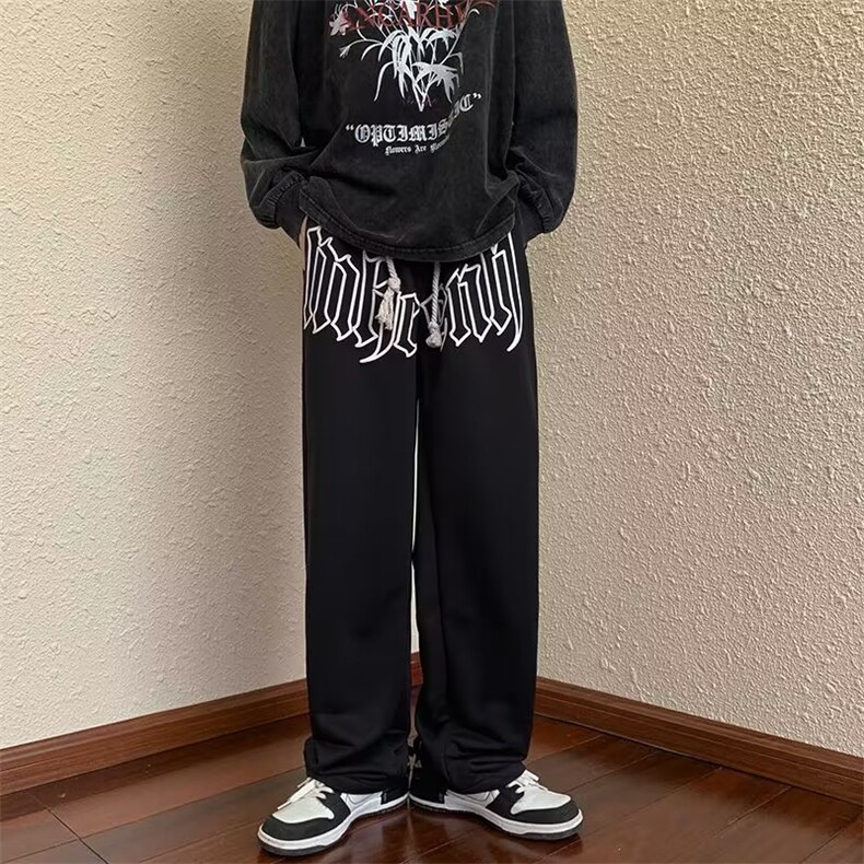 男秋季新款发泡印花宽松直筒欧美高街vibe休闲裤A744P32,男装休闲裤,星座1116-2