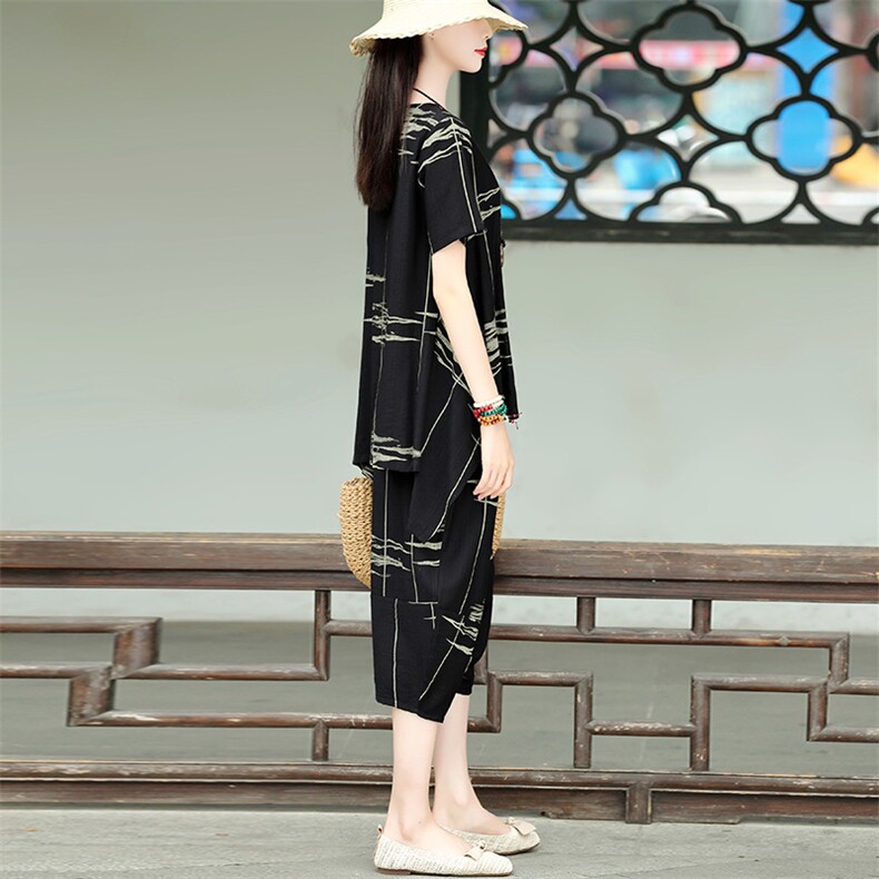 HXY-S508妈妈夏装洋气大码哈伦套装2021新款中老年女两件套现货，商品下架区，华秀衣