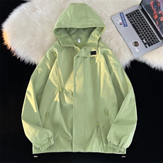 春季男士户外冲锋衣防水连帽纯色外套大码夹克潮A266-JK8018-P45，男装夹克，电商A266