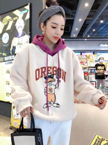 拼色款加绒卫衣，女装卫衣/绒衫，一杭