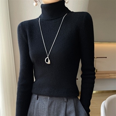 长袖套头纯色2024年秋季高领通勤羊毛衫，女装羊毛衫，丹芙娇羊绒