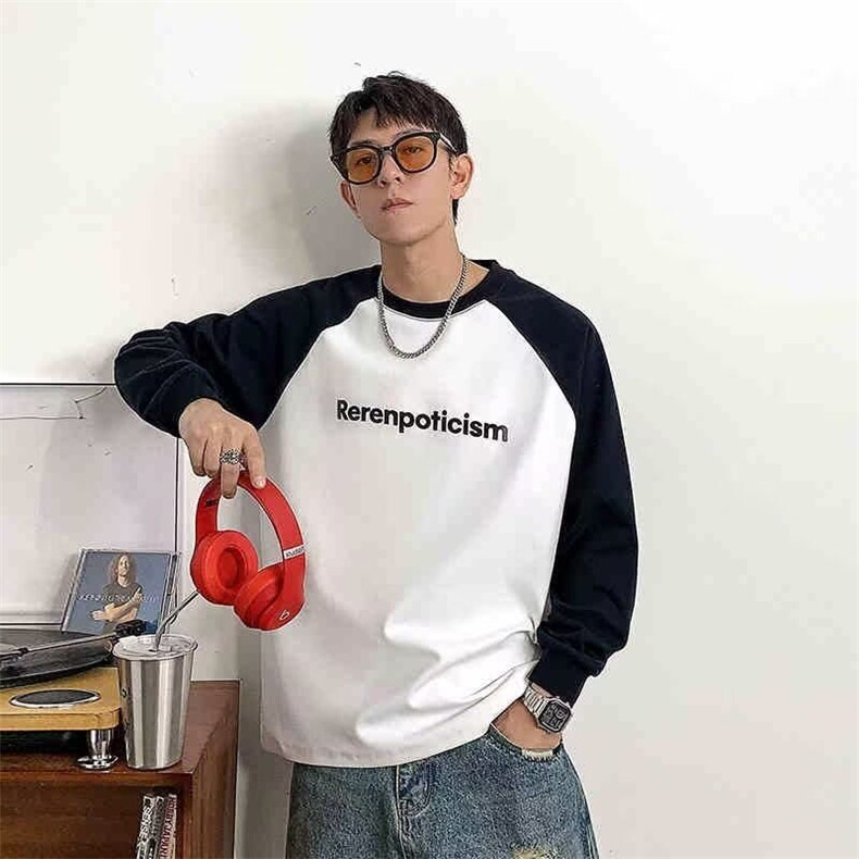 T414-P40卫衣男秋季新款美式长袖圆领宽松休闲潮,男装卫衣,电商B323A