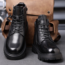 冬季新款真皮皮靴羊毛男靴舒适保暖马丁靴休闲男棉鞋，男鞋马丁靴，电商A223