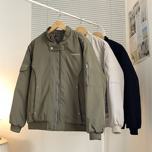 加绒加厚冬男棒球立领棉衣字母刺绣工装口袋织带棉袄MY118 P85图片