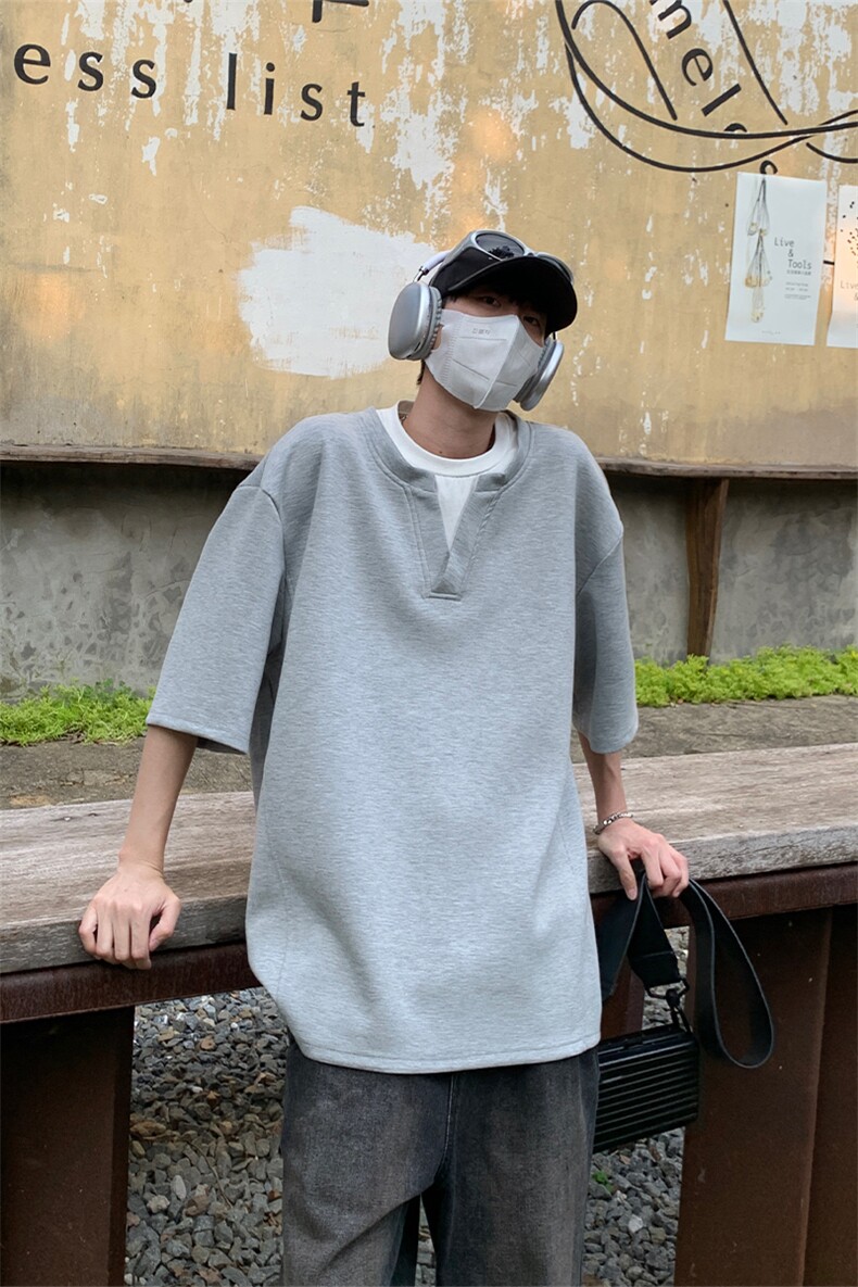 特P40无差价新款夏季新款百搭假两件短袖T恤-HT10181港风,男装T恤,电商A003