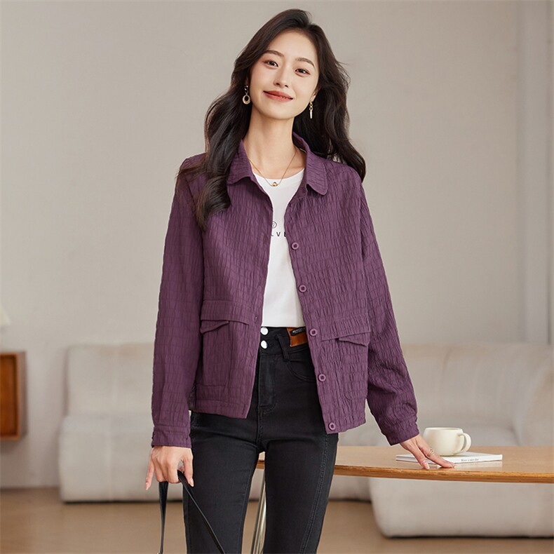 2024秋装新款女装休闲短款外套时尚百搭显瘦夹克衫,女装短外套,文熹诺