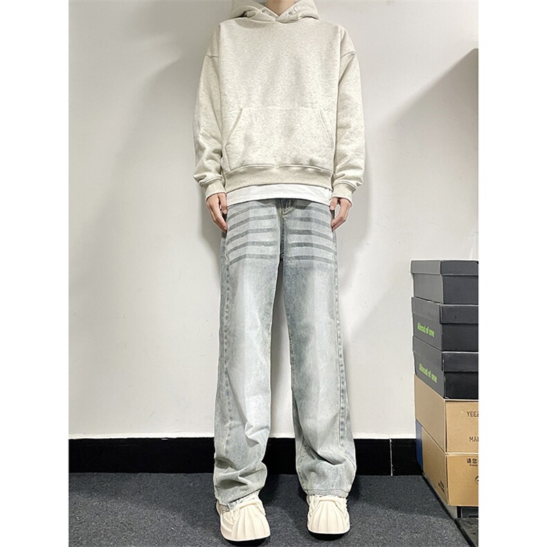 B221美式ins高街暗黑重工艺宽松直筒牛仔裤LK23125-P65控88,男装牛仔裤,电商B221